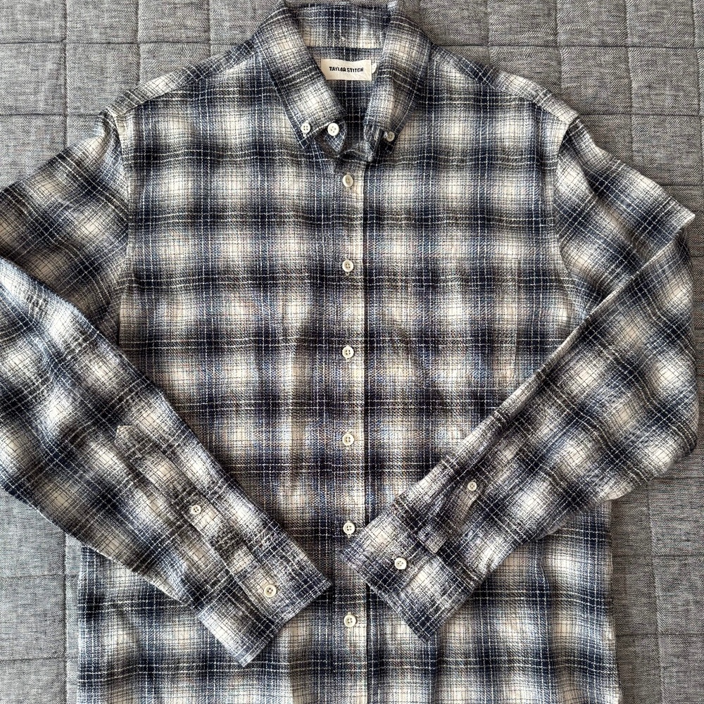 Taylor Stitch The Jack in Navy Plaid - Men's M 40 Button Up